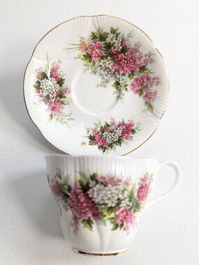 Royal Albert Blossom Time Hawthorn Teacup & Saucer Bone China England Gilt